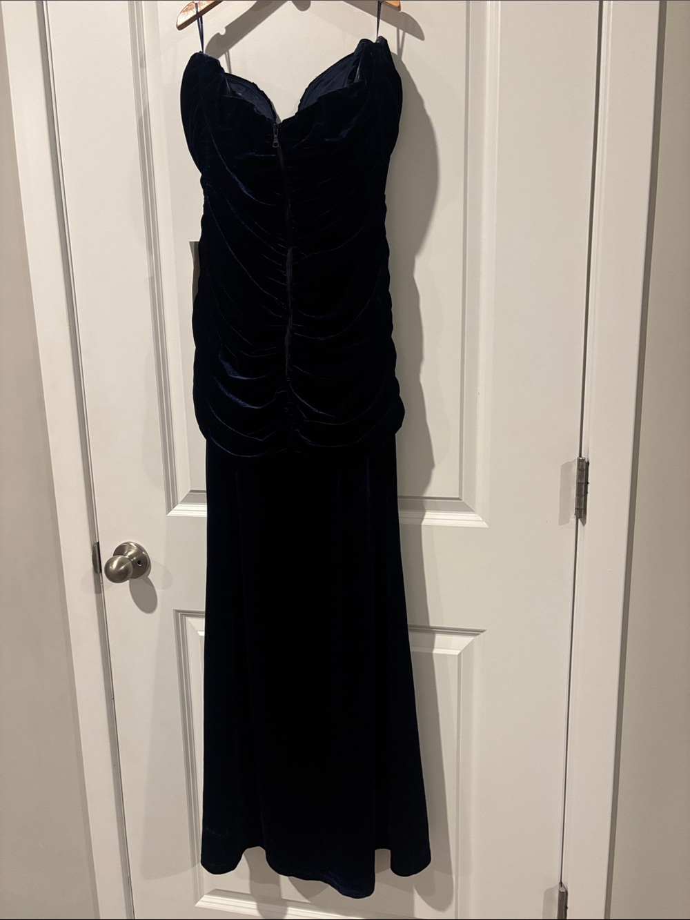Bardot Elvira Velvet Strapless Navy Gown - Picture 8 of 11